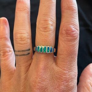 Blue Opal Silver Ring